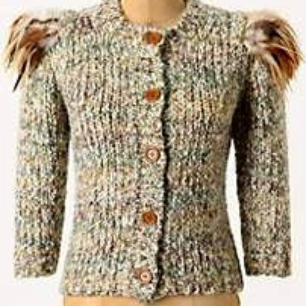 Anthropologie James Coviello Feather Cardigan